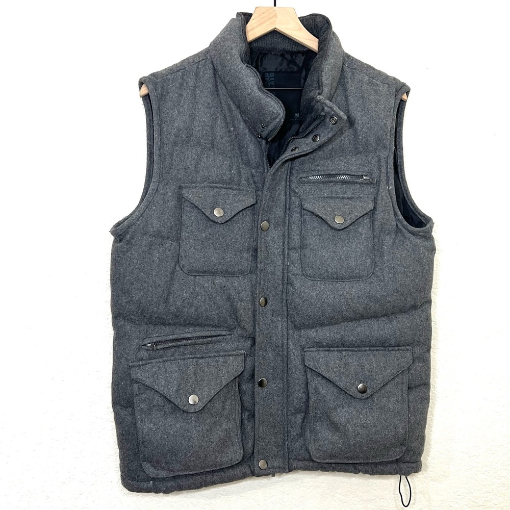 Jordan Craig Wool Puffer Vest Utility Cargo Pockets Gray Size M Men’s
